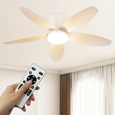 Deckenventilator mit Licht 102 cm, Großes Luftvolumen, Fernbedienung, 6 Geschwindigkeiten, 3 Lichtfarben - Best Deal