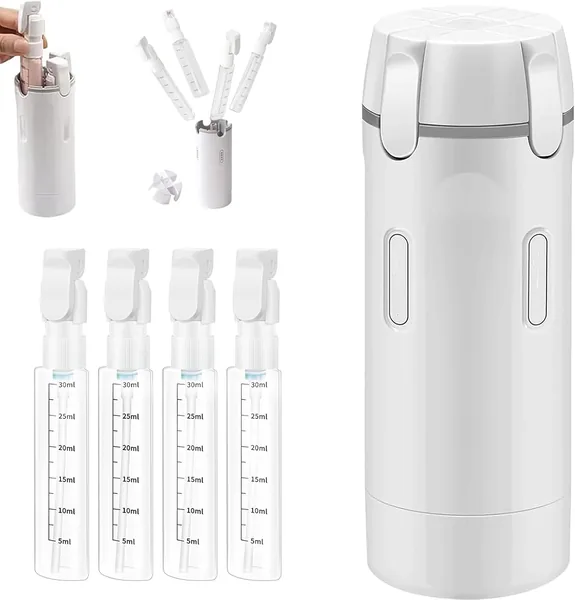 Dispensador de Viaje 4 en 1, Set con Escala y Etiqueta