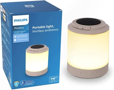 Philips Phoebus 5W Solar Emergency Light | 230 Lumens | 2400mAh Battery | Dual Charging Solar & Type