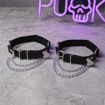 Punk Goth Leg Garters for Women, Metal Chain Thigh Harness