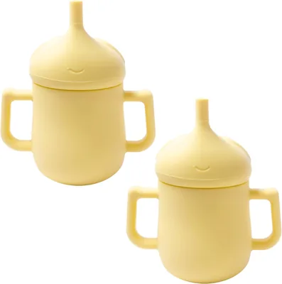 Taza de aprendizaje EUPHORIA para bebés con chupete suave y mangos ergonómicos | BLW | Taza anti-derrame con diseño de elefante | 6+ meses