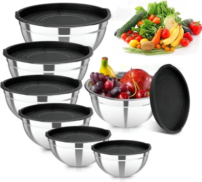 Bowl de Cocina, Juego de 7 Piezas con Tapa Hermética | Bowls Apilables y Resistentes
