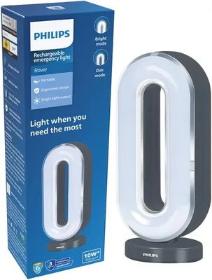 फिलिपस रोवर 10W रिचार्जेबल LED आपातकालीन लाइट | 800 लुमेन | 2500mAh बैटरी | टाइप-C तेज़ चार्जिंग | 2 चमक मोड
