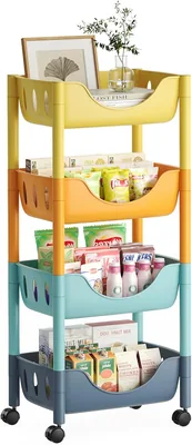 Carrito Organizador Genérico de Gran Capacidad con Ruedas, Carrito Auxiliar de Plástico sin Herramientas, Estante de Almacén Best Deal