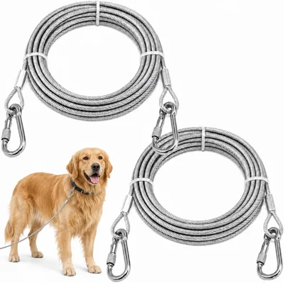 Correa para Perro de 2 Piezas con Cadena de Acero Recubierta de PVC, 3 m x 2 + 6 m Total, Cable de Amarre Incluido - Ahorra 17%