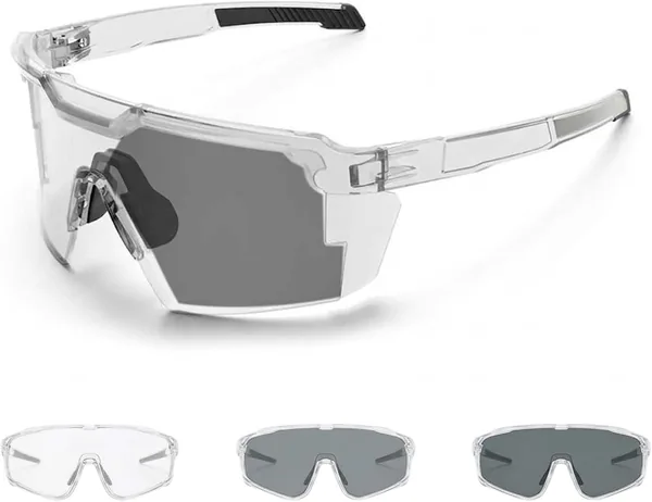 UV400 Photochromic Polarized Safety Glasses - Impact Resistant Outdoor Sports & Work Eyewear For Men Women Auto Tint