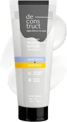 डीकंस्ट्रक्ट 2 इन 1 मॉइस्चराइज़र एंड सनस्क्रीन | SPF 50 PA++++, ऑयल फ्री मॉइस्चराइज़र एंड जेल सनस्क्रीन, इविवो टेस्टेड, लाइटवेट
