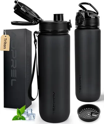 AOPREL Leakproof Water Bottle 1L Time Marker