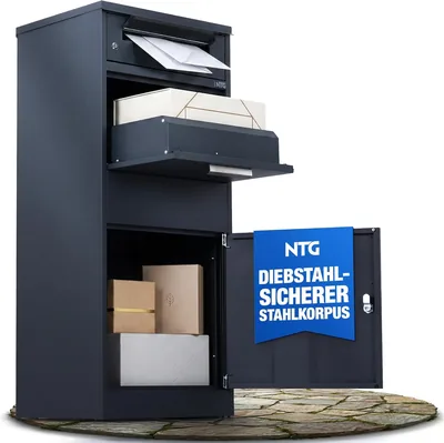 NTG Parcel Box Outdoor XXL - Wetterfest & Verschließbar - Paketkasten aus Galvanisiertem Stahl - Freistehend L