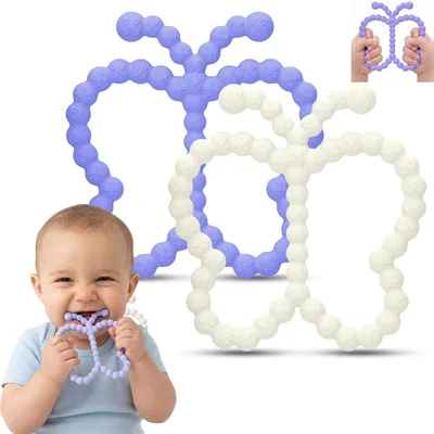 Mordedera para Bebé de Silicona, Mordederas para Bebe 3 a 6 Meses, Juguete de Dentición Tipo Mariposa con Texturas, Set de 2 - 29% Off