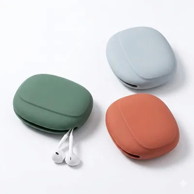 Portable Silicone Earphone Case (3 Pack) - Durable Storage for Headphones & Accessories