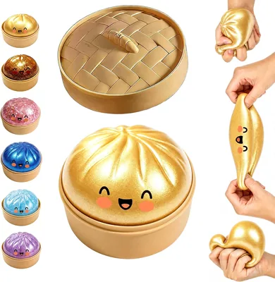 Glitter Dumpling Squishy - Geheimnisvolle Box mit Füllung, Sensorik Stressball, Anti-Stress Spielzeug für Erwachsene