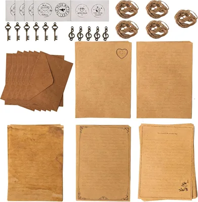 XHZaoan 60Pcs Vintage Letter Paper Set - Aged Envelopes & Accessories