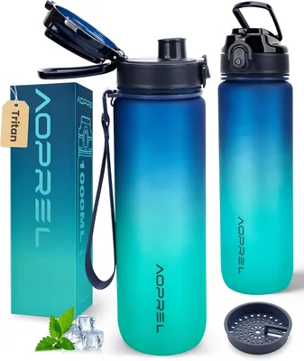 AOPREL Trinkflasche 1L BPA-frei mit Kohlensäureventil – Auslaufsicher und Upgradete Dichtung – Sportwasserflasche