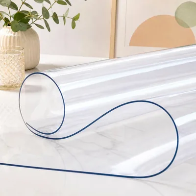 Protector de Mesa Transparente MERCURY TEXTIL PVC (120 cm, Redondo) | Fundas de Mesa de 1.5 mm para Mesas Rectangulares y Redondas