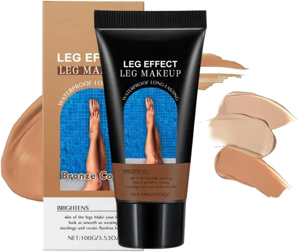 Maquillage imperméable pour les jambes et le corps, fond de teint imperméable pour les jambes avec pinceau, fond de teint corporel imperméable, sans transfert, longue tenue - 44% de réduction
