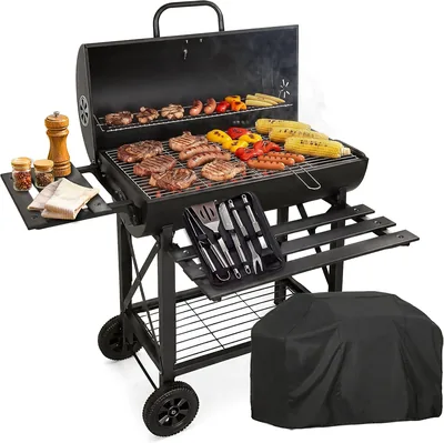 Barbecue RMF con Griglia XL, Termometro Integrato, Kit Accessori e Copertina Inclusi, Telaio in Acciaio Resistente - Miglior Affare