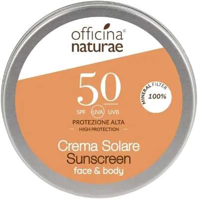 Crema Solare Corpo OFFICINA NATURAE SPF 50 con Filtri Minerali e Vegetali, Alta Protezione UVA UVB, Estratto di Cassia Aliata