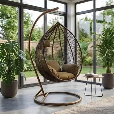 Kolyn Hanging Egg Chair 10% Off - UV Resistant Cushions & Iron Frame