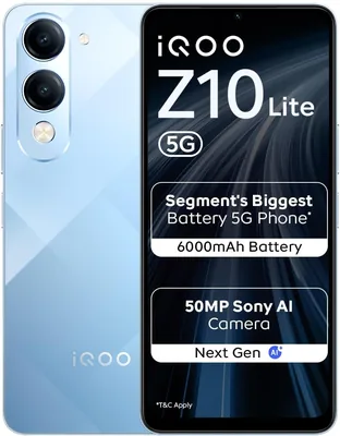 iQOO Z10 Lite 5G (ताइटेनियम नीला 2026, 4GB रैम, 64GB स्टोरेज) 46% ऑफ