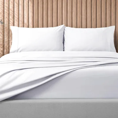 GLUCKSTEINHOME Davenport 4-Piece Sheet Set, 100% Cotton Sateen, 700TC | White, King, Set Includes: 1 Flat Sheet, 1 Fitted She Best Deal