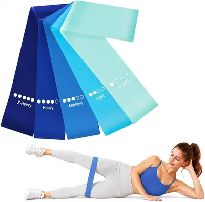 Kit com 5 Mini Bandas Elásticas para Exercícios - Treino em Casa - 5 Níveis de Intensidade - Premium Descalço