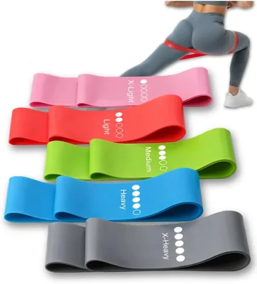 Kit com 5 Mini Bandas Elásticas para Treino em Casa - 5 Níveis de Intensidade - Premium