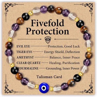 PEALICIOUS Evil Eye Bracelet Amethyst Tiger Eye Crystal Gifts Best Deal