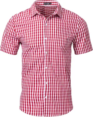 Men's Short Sleeve Plaid Shirt Traditional German Bavarian