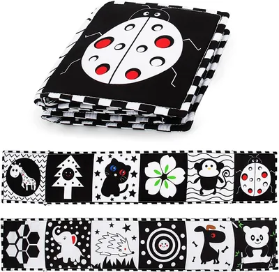 Black & White Cloth Book for Babies - Early Education Toy, Soft Book for Tummy Time