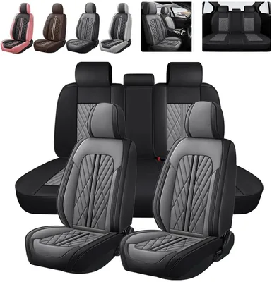 Fundas para Asientos de Cuero Impermeable y Lavable de OFFCEI, Universal para Coches Medianos/Pequeños de 5 Plazas/SUV (Gris) - Mejor Oferta