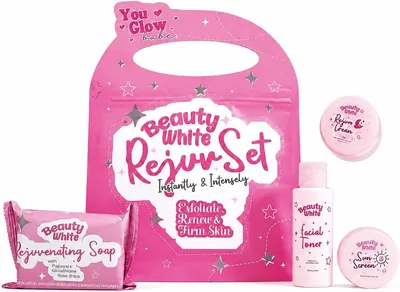 مجموعة العناية بالبشرة You Glow Babe Beauty White Rejuv 4-in-1 مع الصابون المرطب، تونر، واقٍ من الشمس SPF50، كريم تجديد | عروض حصرية
