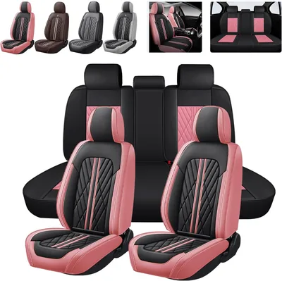 Fundas para Asientos de Cuero Impermeable y Lavable OFFCEI, Universal para Coches Pequeños/SUV 5 Plazas (Negro)