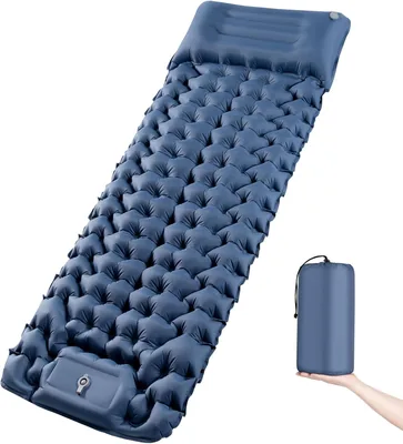 BriziAerie Camping Schlafmatte mit Fußpumpe Luftmatratze 9 cm Hoch Integriertes Kissen Portabel Air M