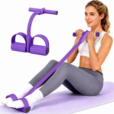 ZenithBurst Bauchtrainer 6 Tubes - Pas do ćwiczeń wielofunkcyjny z uchwytem i pedałem
