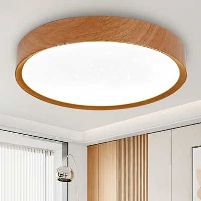 Lámpara de techo LED Aigostar Wood Ceiling, efecto cielo estrellado, 20 W, 2200 lm, frío 6500 K, redonda, interior