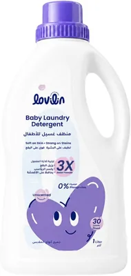 محلول غسيل ملابس الأطفال Lovilin 1 لتر - بدون رائحة وآمن للحساسية - مصمم خصيصًا للملابس الجديدة والحساسة للرضع