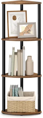SONGMICS HOME Super schnelle montierungsfreie Zusammenstellung, Eckregal mit 4 Ebenen, Stehregal, 38.3 x 27 x 104.8 cm, Wohnzimmer, Beige