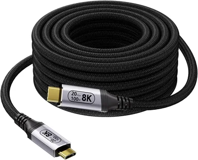Langer USB C Kabel 5 m Kompatibel mit Thunderbolt 3, Datenübertragung 20 Gbps, Typ-C 100 W Schnellladung