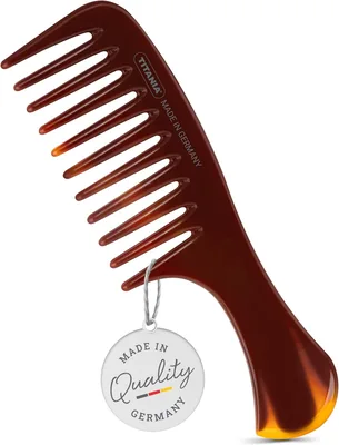TITANIA Grobes Zinkkamm mit Griff - Verwicklungsfreier Kamm für Nasse & Trockene Haare - Sanft für Haarbruch - Ergonomisches Design