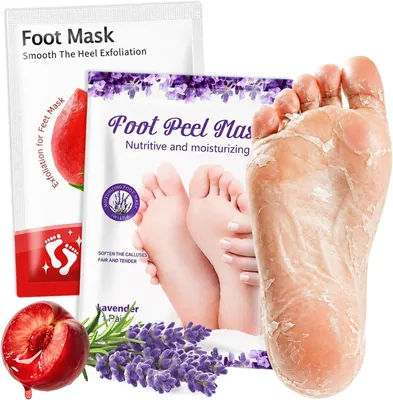 2 Pares de Máscara Exfoliante para Pies, Medias Exfoliantes, Mascarilla para Pies Secos y Agrietados, Mejora la Circulación, Ayuda a Eliminar la Piel Muerta