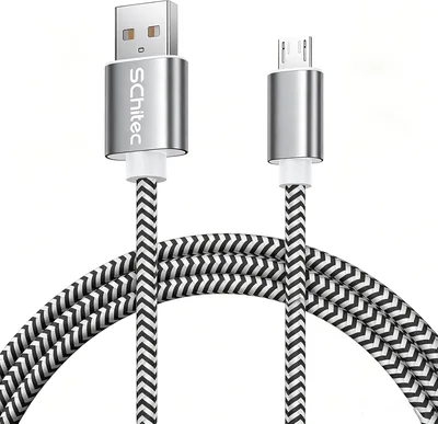 كابل USB من SCHITEC، 1 عبوة بطول 3 أمتار - كابل USB A إلى B مزدوج الحزام للنقل السريع لأندرويد مع سامسونج جالاكسي S9+/S9/S8