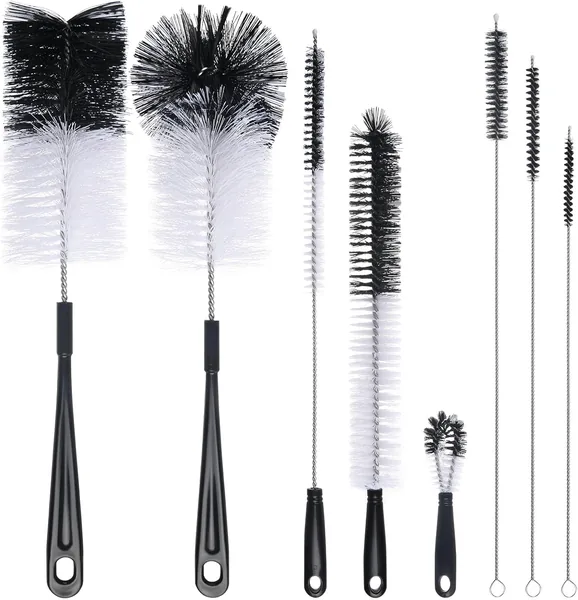 Brosse de nettoyage Vicloon pour bouteille, 8 brosses en nylon pour bouteille en verre, biberon, bouilloire, clavier, tuyau - Meilleure offre
