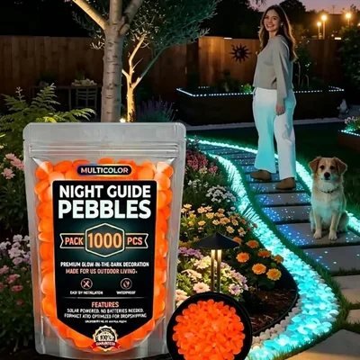 Colorful Glow-in-the-Dark Garden Stones, Night Guide Pebbles Rainbow Glow in the Dark Rocks Outdoor,