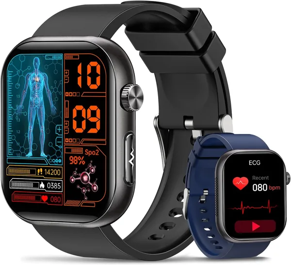 Reloj Inteligente 2026 para Hombres con ECG, HRV, Temperatura Corporal y Presión Arterial - Pantalla AMOLED de 1.97" - Salud 24h