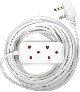 2 Socket Extension Cord, 10M White Indoor Power Strip