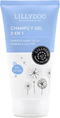 Shampú y Acondicionador 2 en 1 LILLYDOO - Sin irritación en los ojos | Ideal para piel y cabello delicados, sin perfumes ni tintes