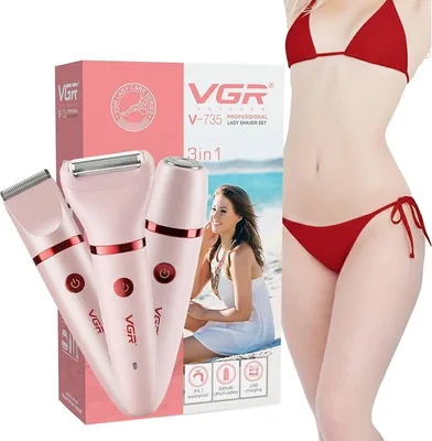 مجموعة شفرات VGR V-735 الاحترافية 3 في 1 للسيدات، مقاومة للماء IPX7، قابلة لإعادة الشحن عبر USB Type-C، للتحكم بالجسم والمنطقة البيكيني والوجه
