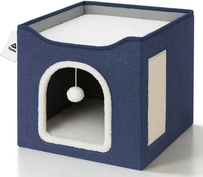 Topika Foldable Cat Bed with Scratch Pad & Toy - Cozy Indoor Cat House ZAR 329.00 Best Deal
