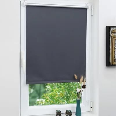 Grandekor Verdunklungsvorhang, Kein Bohren erforderlich, Dunkelgrau, 75 x 200 cm, Stoffbreite 75 cm, Thermischer Klemmvorhang